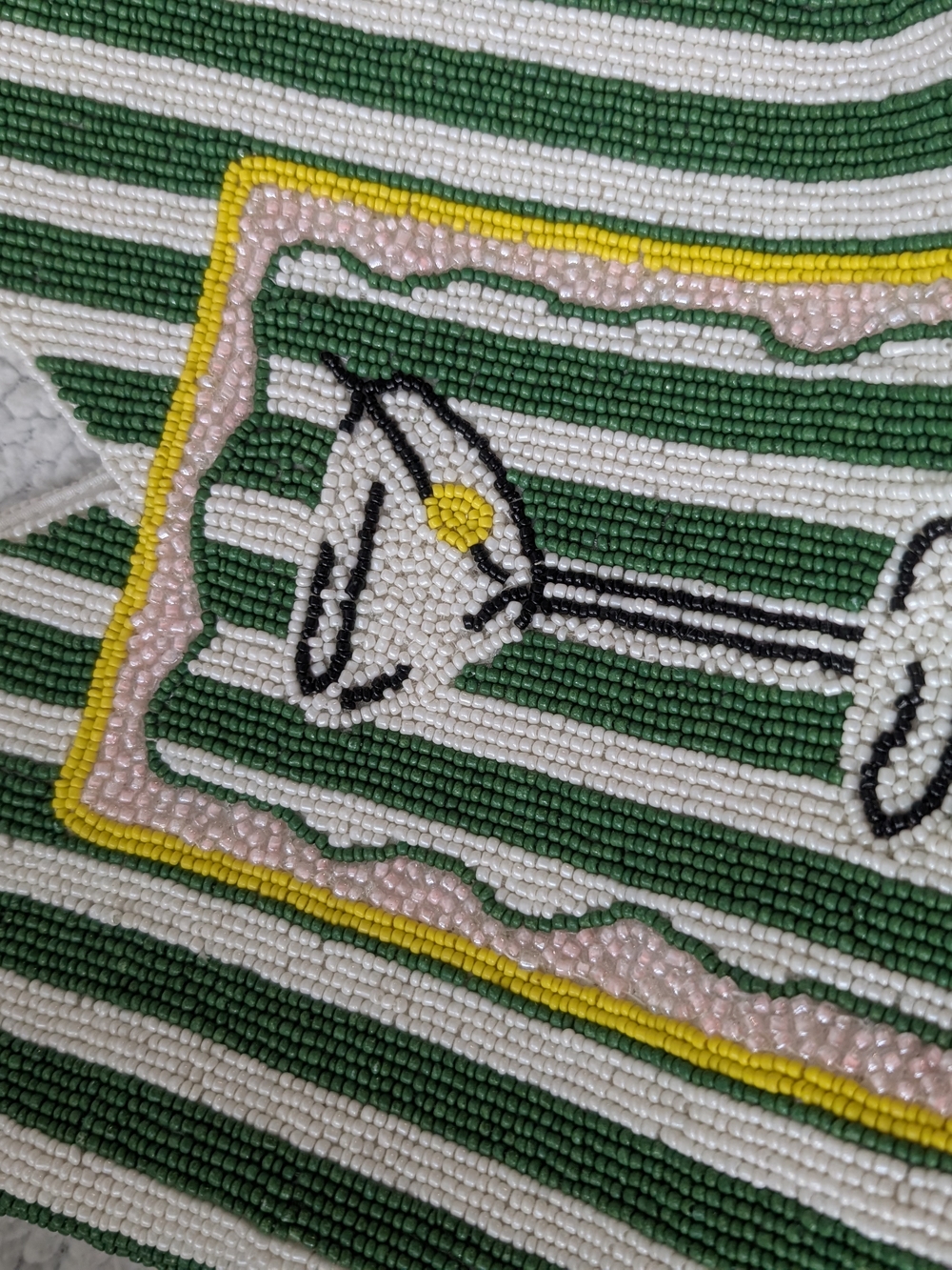 NWT Beaded Martini Glass Green & White Striped Cocktail Tote - Picture 5 of 5